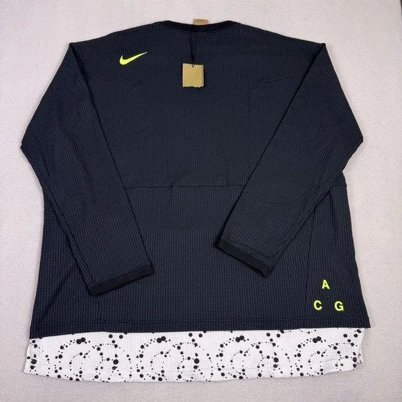 NWT Nike ACG Mens XXL Black Waffle Knit Layered Long Sleeve Shirt AQ3519-010 - Picture 9 of 10